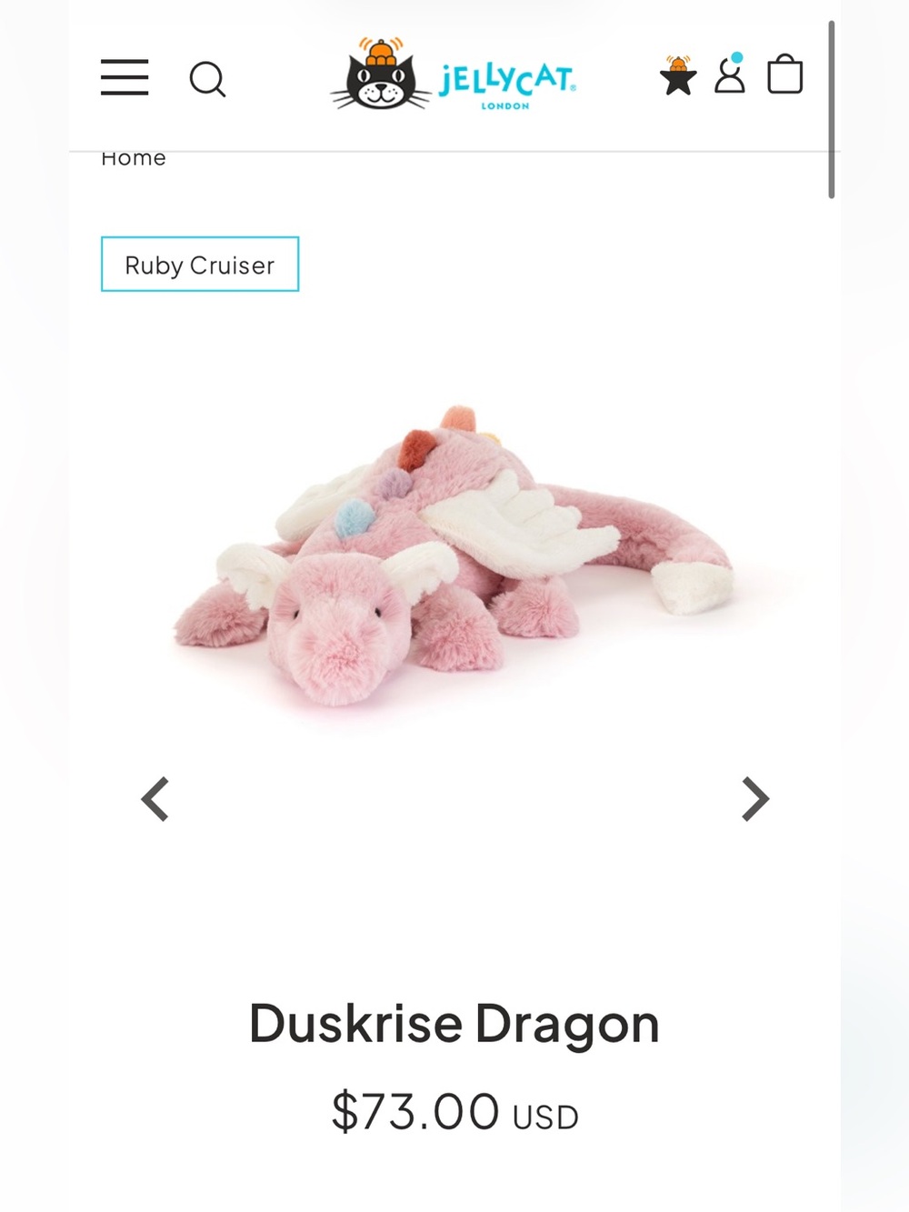 Jellycat Duskrise Dragon - BNWT - dust bag and pin included - Picture 2 of 14